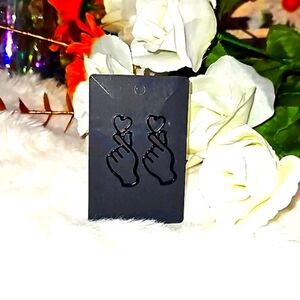 Black Heart Hand Earrings
